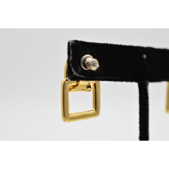 Givenchy Vintage Logo Earrings Gold Belt Buckle Dangle Square Runway Signed BinH - Picture 9 of 9